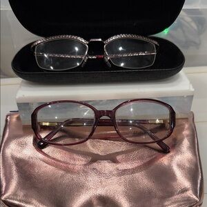 Salvatore Ferragamo Burgundy and Silver Glasses
